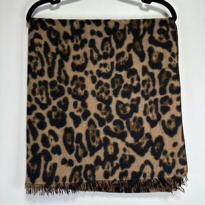 Leopard Print Blanket Scarf / Shawl – Brown & Black Animal Print Long Soft Wrap